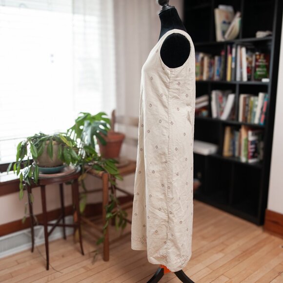 Vintage Y2K Linen Maxi Dress 8 Boho Southwest Minimalist Cottagecore Neutral - Picture 2 of 9